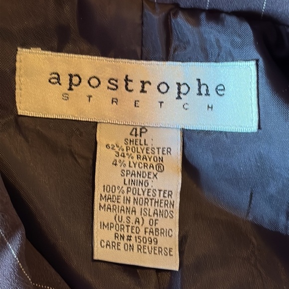 Apostrophe Brown Pinstripe Blazer Women’s 4P Petite Business Casual Jacket - Picture 3 of 4